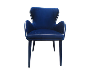 33" Blue Fabric and Metal Dining Chair