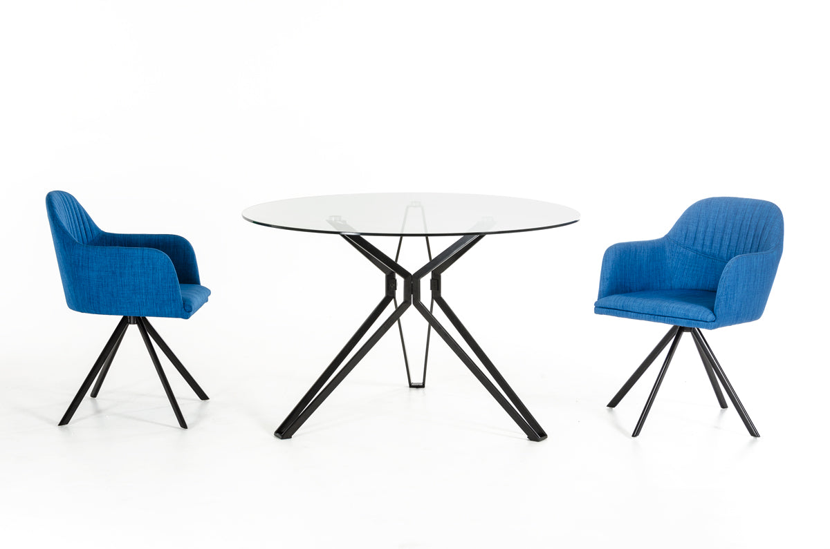 30" Glass and Metal Round Dining Table