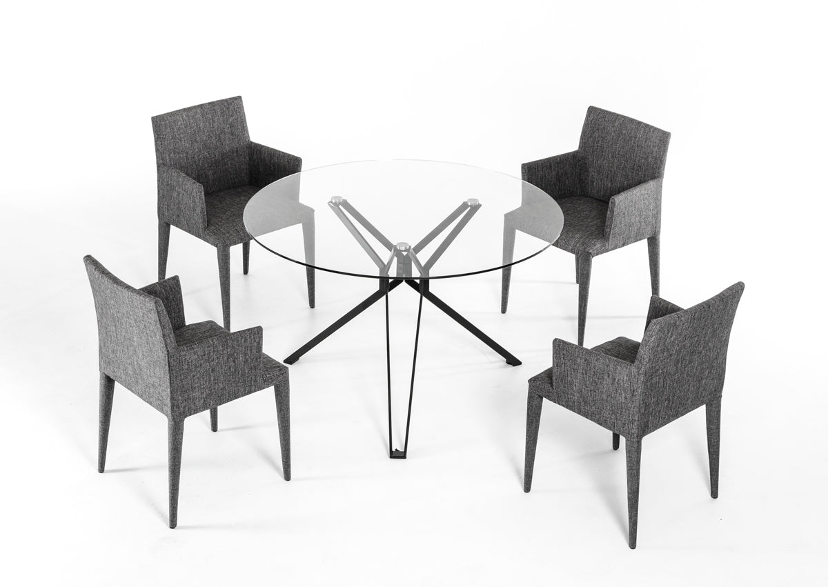 30" Glass and Metal Round Dining Table