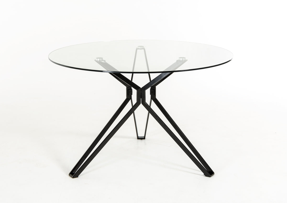 30" Glass and Metal Round Dining Table