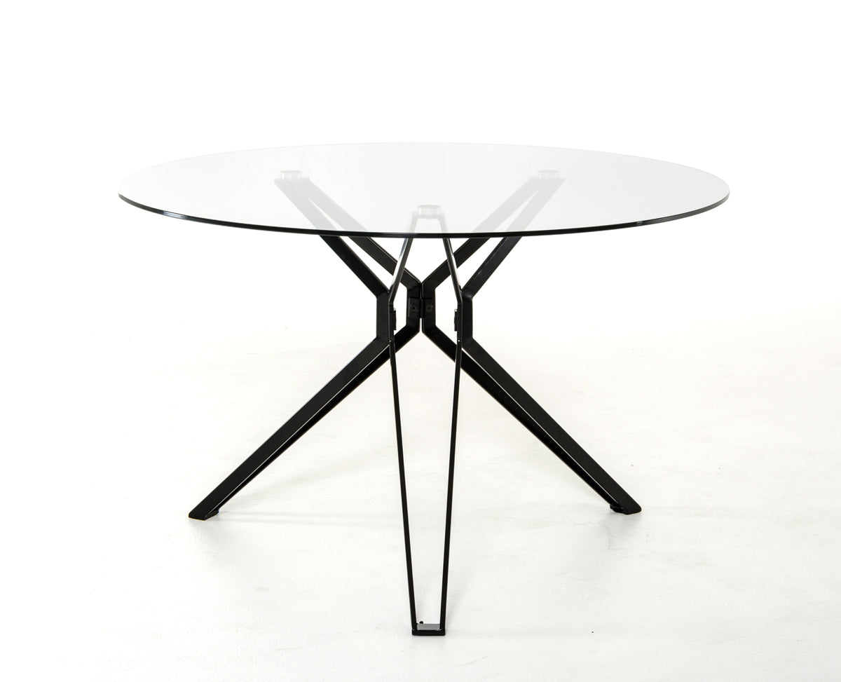 30" Glass and Metal Round Dining Table