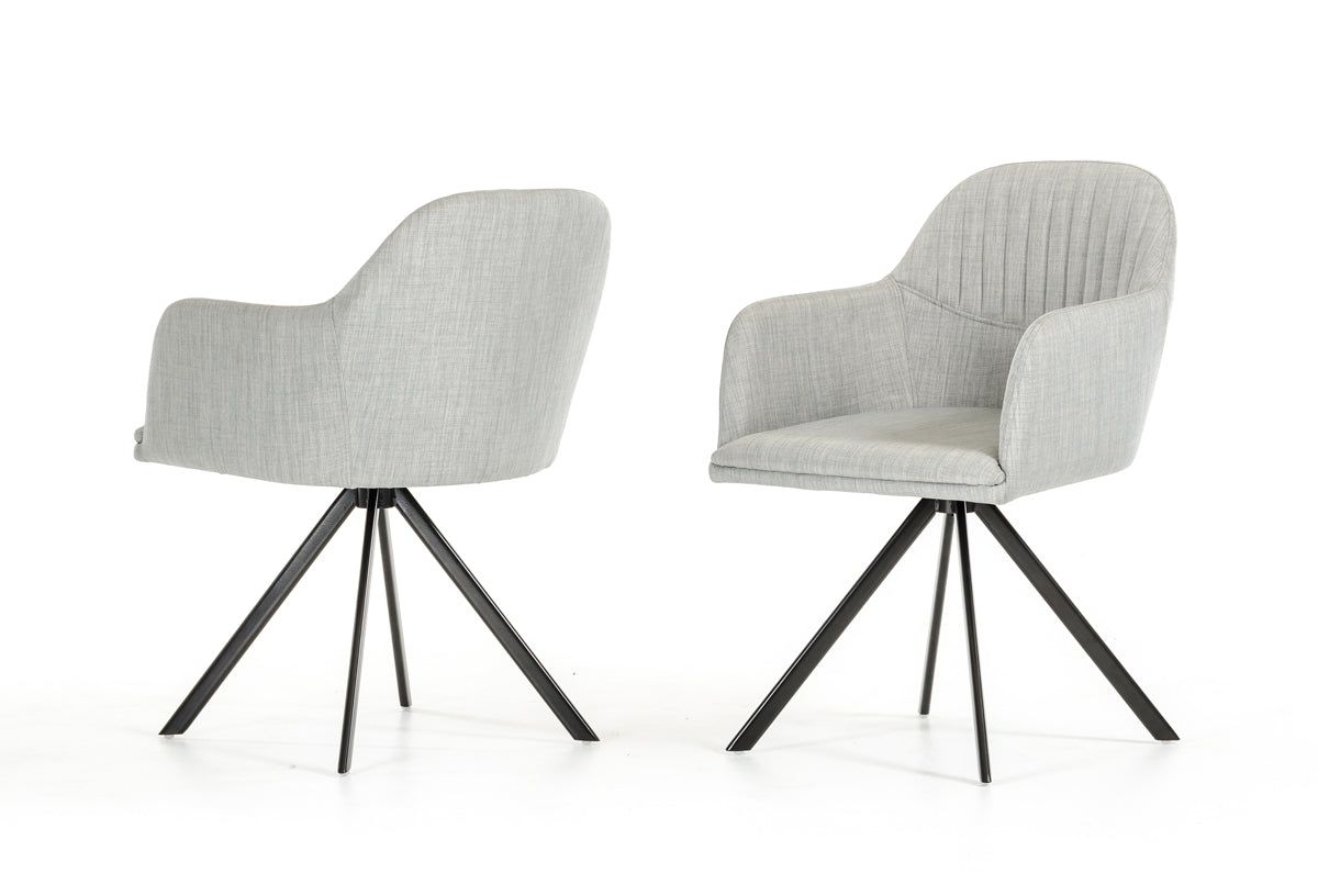 31" Grey Fabric and Metal Dining Chair