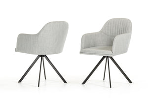 31" Grey Fabric and Metal Dining Chair