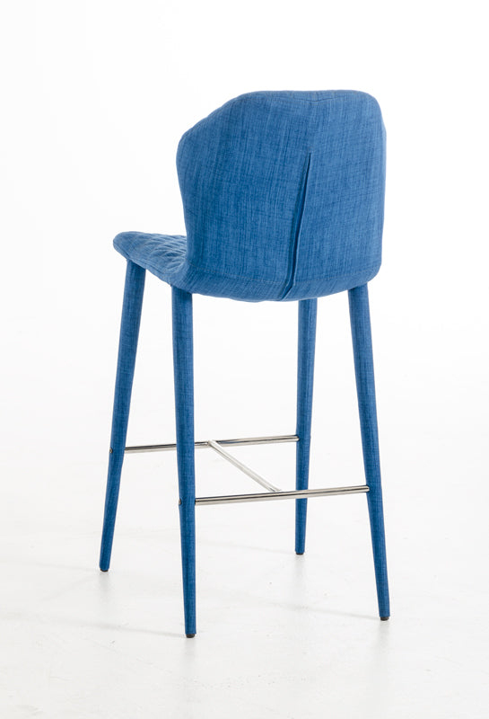 41" Blue Fabric and Metal Bar Stool