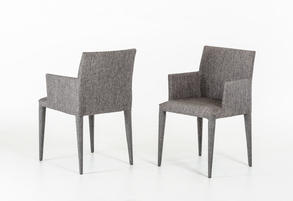 33" Grey Fabric and Metal Dining Chair