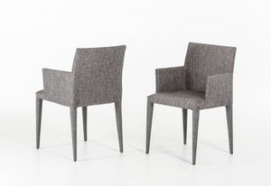 33" Grey Fabric and Metal Dining Chair