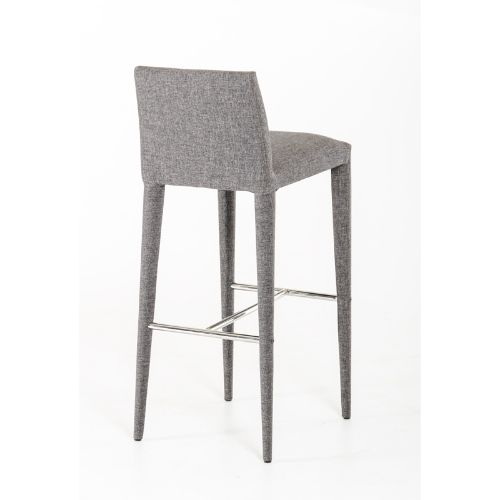 38" Grey Fabric and Metal Bar Stool