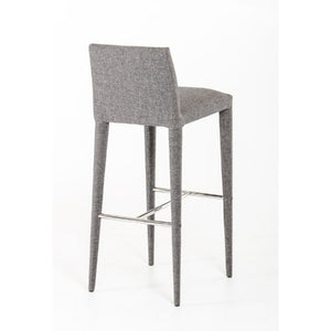 38" Grey Fabric and Metal Bar Stool