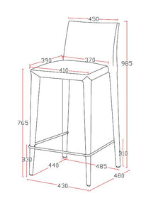 38" Grey Fabric and Metal Bar Stool