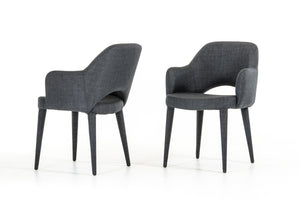 34" Dark Grey Fabric and Metal Dining Chair