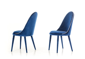 38" Blue and White Fabric and Metal Dining Chair