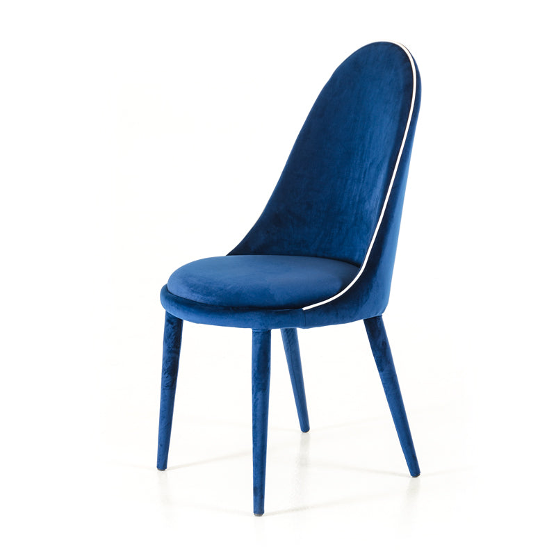 38" Blue and White Fabric and Metal Dining Chair