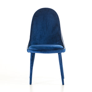 38" Blue and White Fabric and Metal Dining Chair