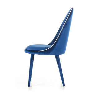 38" Blue and White Fabric and Metal Dining Chair