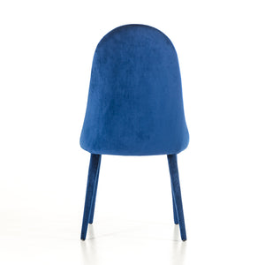 38" Blue and White Fabric and Metal Dining Chair