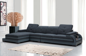32" Bonded Leather  Fabric  and Wood Sectional Sofa