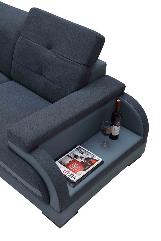 32" Bonded Leather  Fabric  and Wood Sectional Sofa