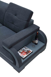 32" Bonded Leather  Fabric  and Wood Sectional Sofa