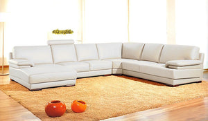 39" Orange Leather and Wood Sectional Sofa