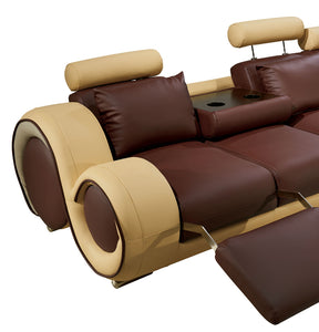 31" Bonded Leather and Wood Sectional Sofa