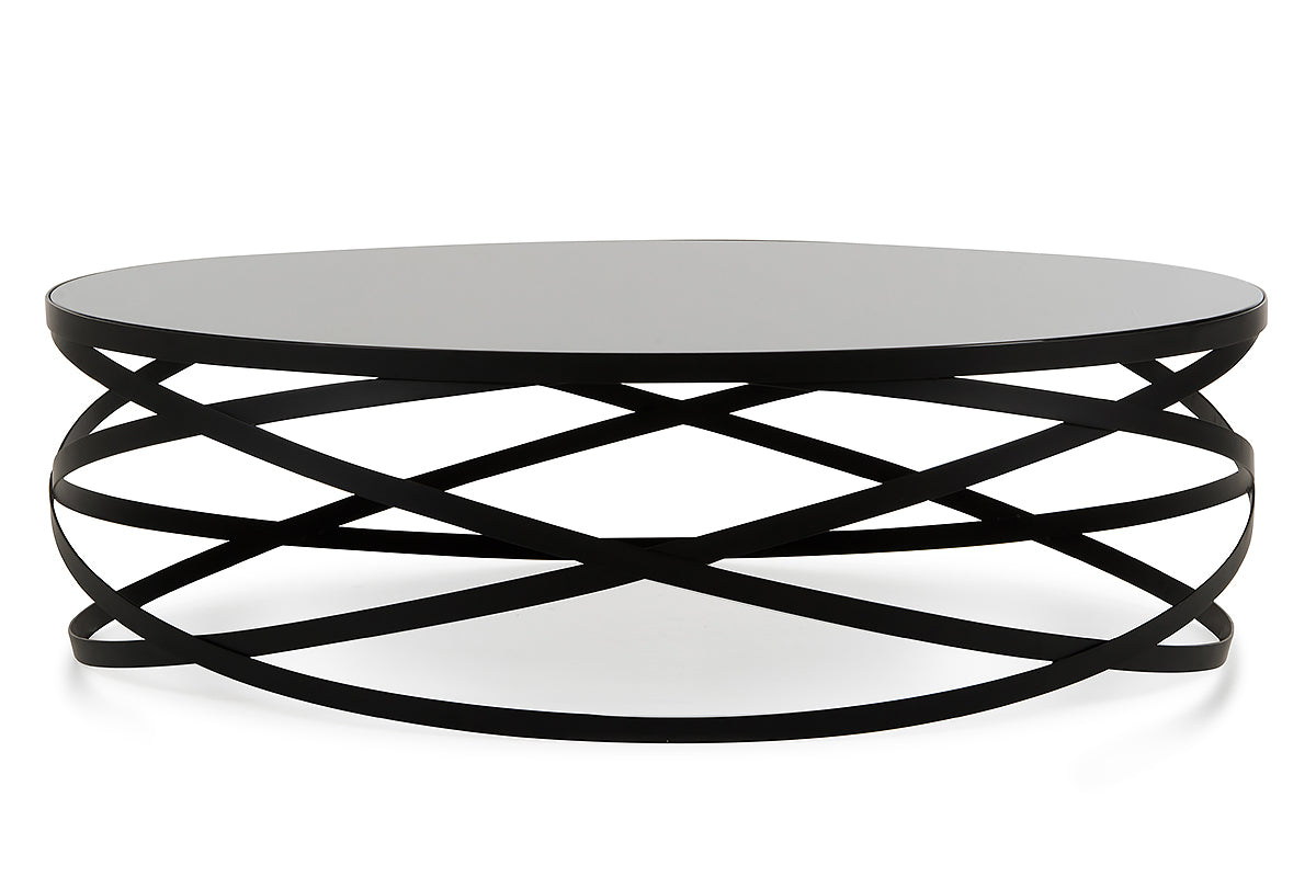 13" Black Metal and Glass Coffee Table