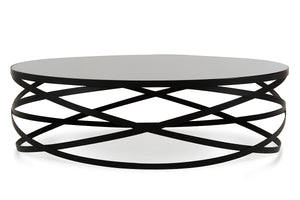13" Black Metal and Glass Coffee Table