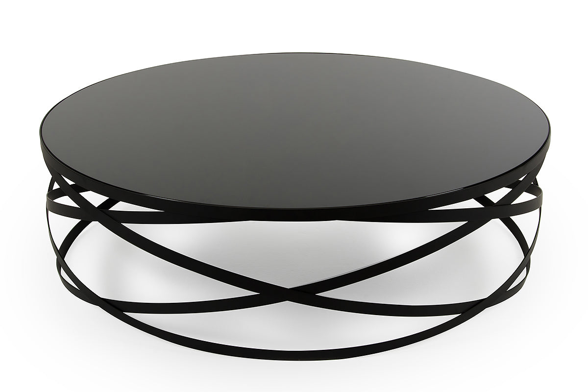13" Black Metal and Glass Coffee Table