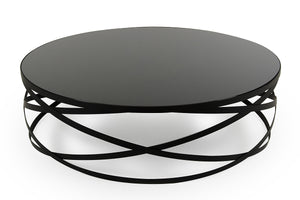 13" Black Metal and Glass Coffee Table