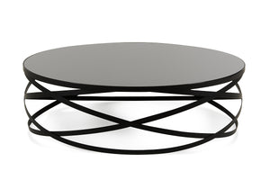 13" Black Metal and Glass Coffee Table