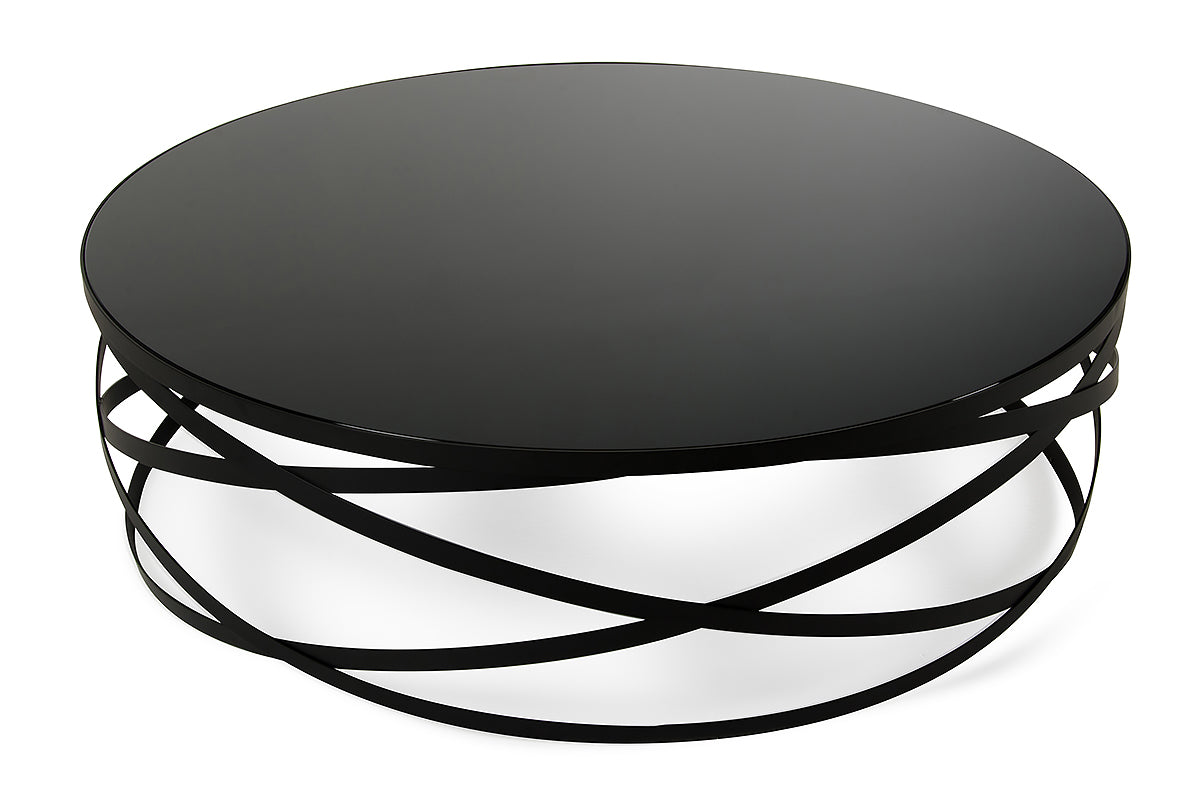 13" Black Metal and Glass Coffee Table