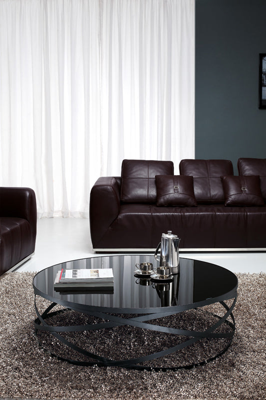 13" Black Metal and Glass Coffee Table