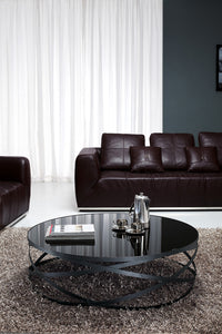 13" Black Metal and Glass Coffee Table
