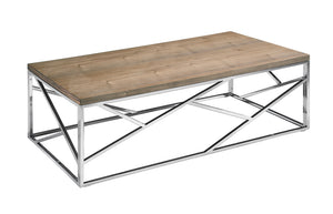 15" Walnut Veneer and Steel Coffee Table
