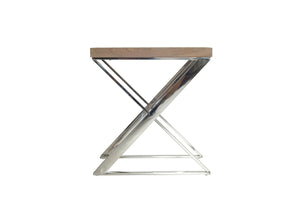 22" Antique Ash Veneer and Steel End Table