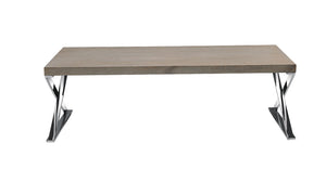 15" Antique Ash Veneer and Steel Coffee Table