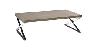15" Antique Ash Veneer and Steel Coffee Table
