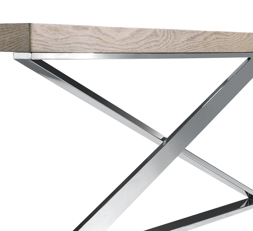15" Antique Ash Veneer and Steel Coffee Table