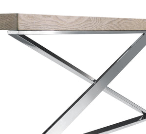 15" Antique Ash Veneer and Steel Coffee Table