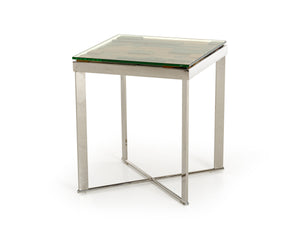 22" Mosaic Wood  Steel  and Glass End Table