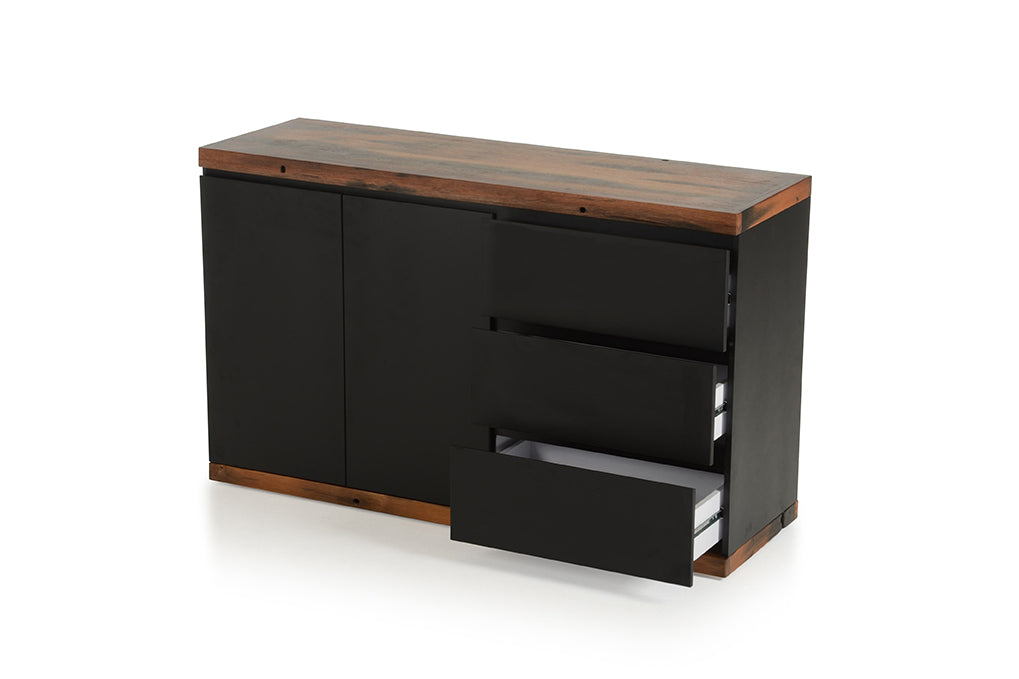 34" Black MDF and Ship Wood Buffet