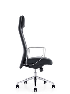 51" Black Plastic and Aluminum High-Back Office Chair
