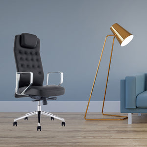 51" Black Plastic and Aluminum High-Back Office Chair