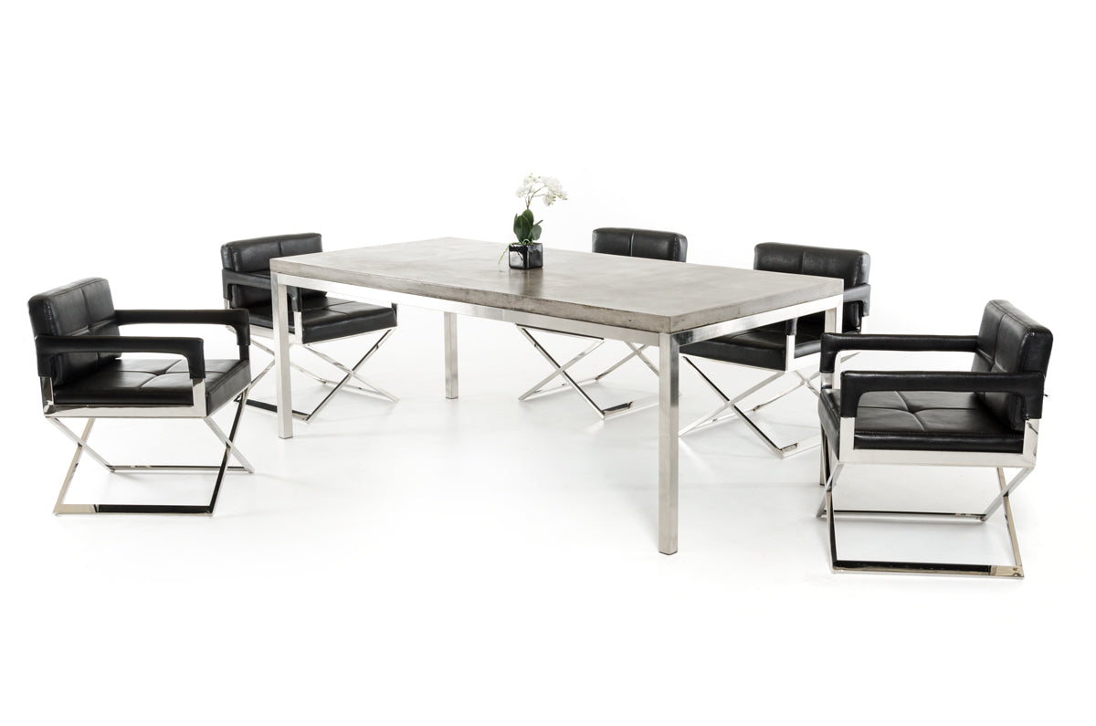 30" Concrete and Stainless Steel Dining Table