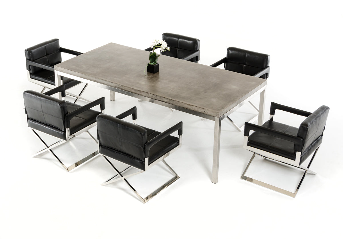 30" Concrete and Stainless Steel Dining Table