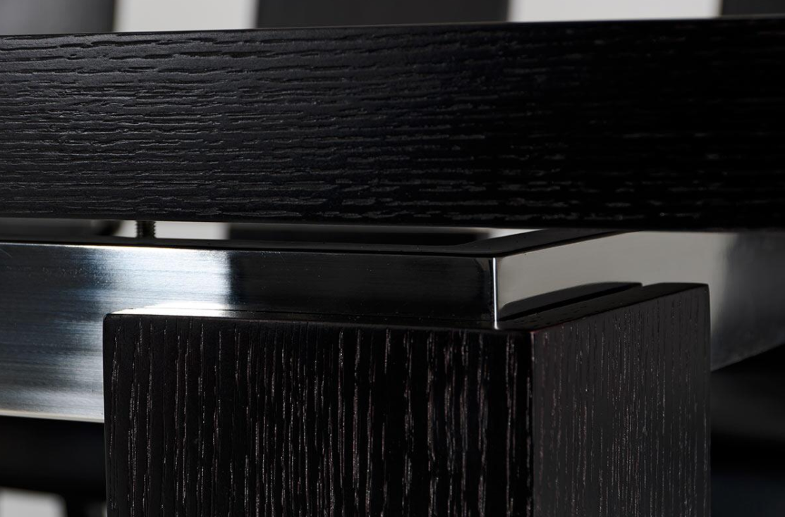 Modern Black Oak Finish Extendable Dining Table