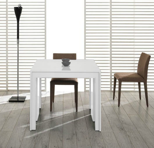 30" White MDF Extendable Dining Table