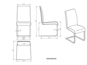 Two 38" Black Leatherette and Metal Dining Chairs