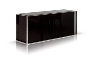 31" Ebony Lacquer MDF  Glass  and Steel Buffet