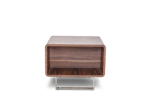 19" Walnut Veneer and Steel End Table