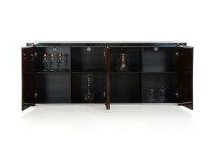 32" Golden Veneer  Glass  and Steel Buffet